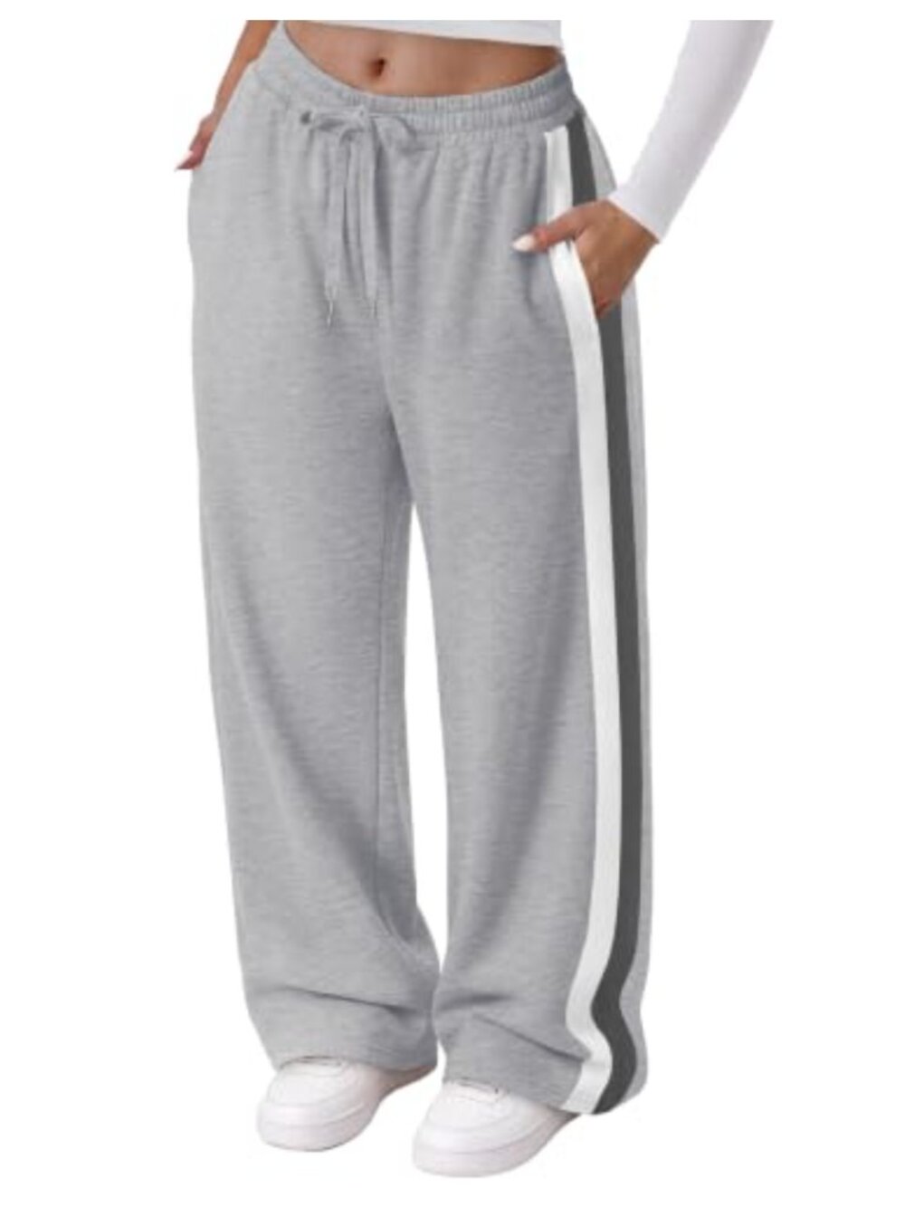 Wide Leg Sweatpants Drawstring Pockets Lounge Active Pants